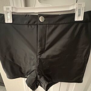 Black Faux Leather Shorts